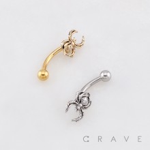 VENON SPIDER TOP 316L SURGICAL STEEL CURVED BARBELL/EYEBROW